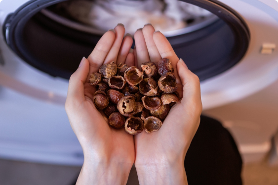 Using eco-friendly soap nuts